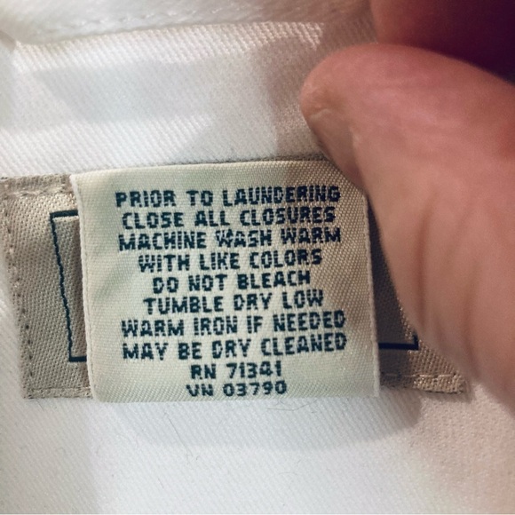 LL BEAN Sz XL White Canvass Pockets Oversized Denim Jean Style Jacket - Picture 4 of 10